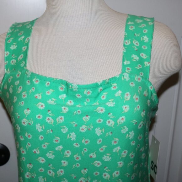 Sonoma SO cute green floral sundress size large NWT around knee length - Picture 2 of 8